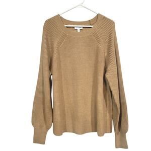 Jessica Simpson Women's SZ XL Sweater Tan Puff Sleeve Knit NEW Neutral